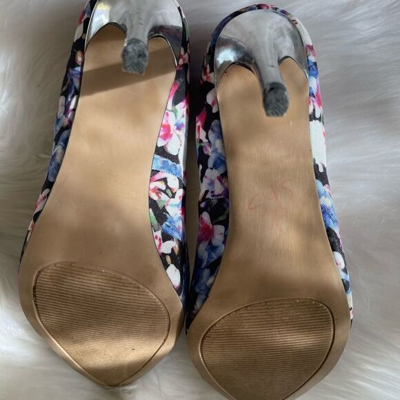 APT9 textile floral prints multi color silver pointed toe shoes size 8.5M - Picture 8 of 11
